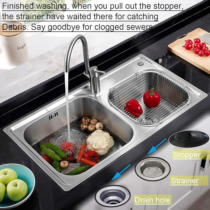 Seatery 2PCS Kitchen Sink Strainers, Sink Drain Filter, Sink Basket Strainer - Image 5