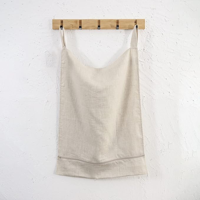 Linen Hanging Laundry Bag, 100% Linen Over The Door Laundry Hamper - Image 5