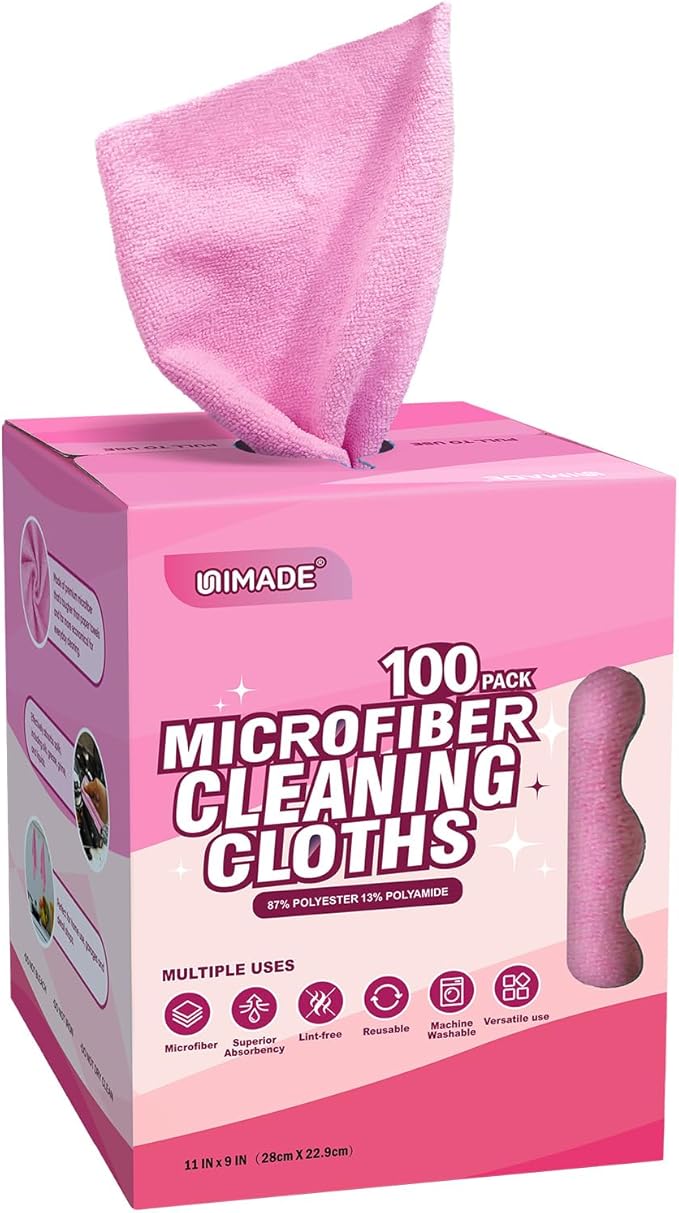 UNIMADE Microfiber Cleaning Cloth, 100 Sheets Microfiber Towels by Unimade