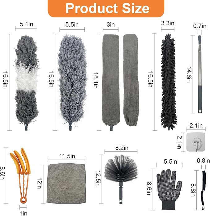 15 PCS Feather Dusters for Cleaning, Microfiber Duster - Image 3