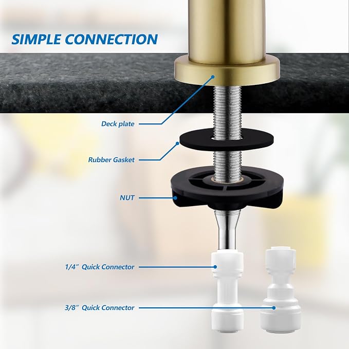 WEWE Drinking Water Faucet for RO System, Non-Air Gap, Brushed Gold | Lead-Free - Image 6