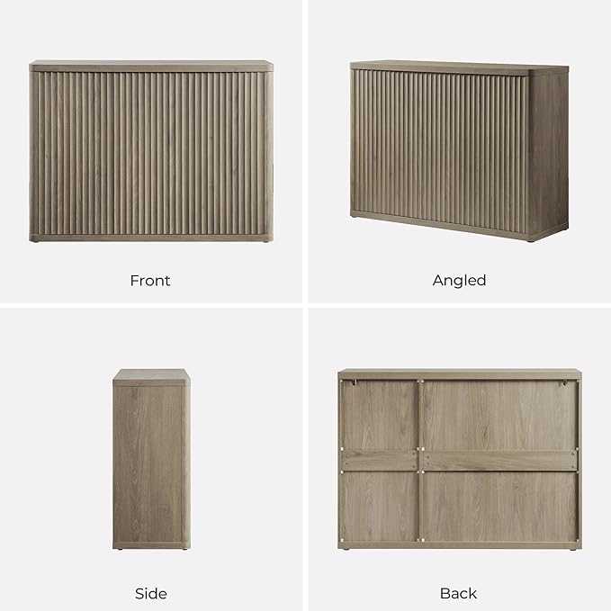 SICOTAS Buffet Cabinet with Storage Accent Sideboard with 6 Doors Modern 93.2" Credenza Fluted Buffet Table Media Console Cabinet Entryway Cabinets for Living Room Kitchen Dining Room Hallway