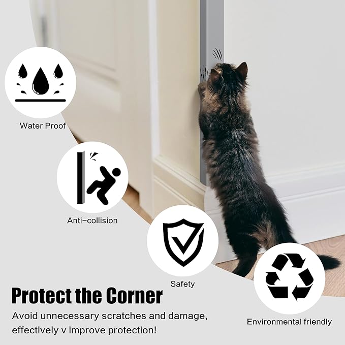‎Frychee Wall Corner Protector, Walls Edge Protector，Self-Adhesive Wall Corner Guards,PVC Double Side Edge Protector， Furniture Stairs Guard (Gray 2PCS 100cm/39.37in)