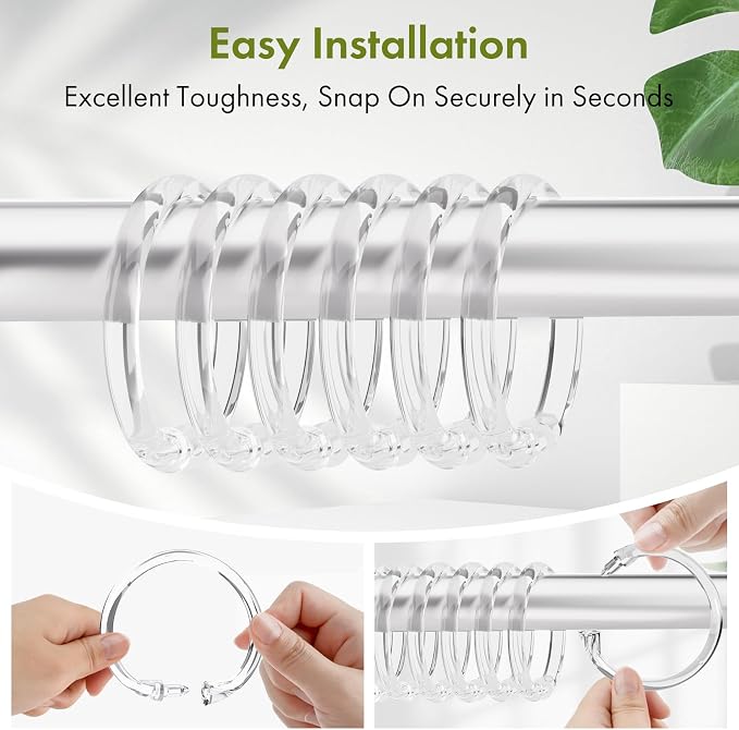 Amazer Shower Curtain Rings, O Shape Shower Hooks - Image 6