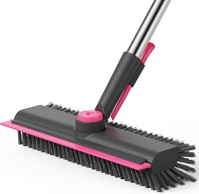 AIR U+ Floor Scrub Brush with Long Handle, 3-in-1 Rotating Head & Squeegee | by AIRU