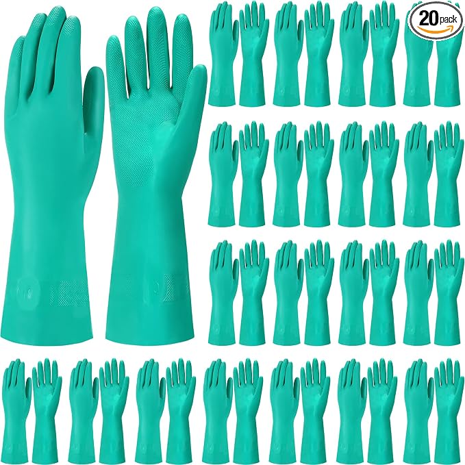 Potchen 20 Pairs Chemical Resistant Gloves 15 Mil Nitrile Gloves by Potchen