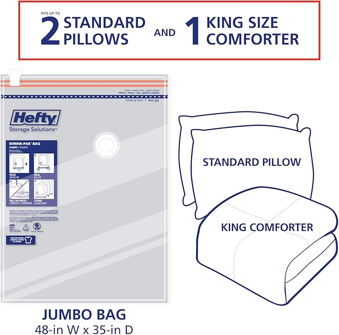 Space Bags Vacuum Storage Bags for Bedding Jumbo Compression 54 Pack Clear for - Image 6