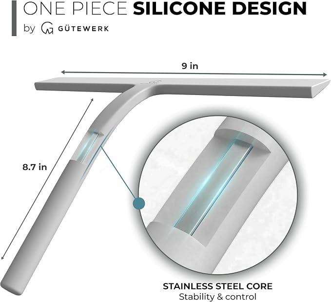 Silicone Shower Squeegee with 3-in-1 No-Drill Mount, Streak-Free & No-Squeak - Image 4