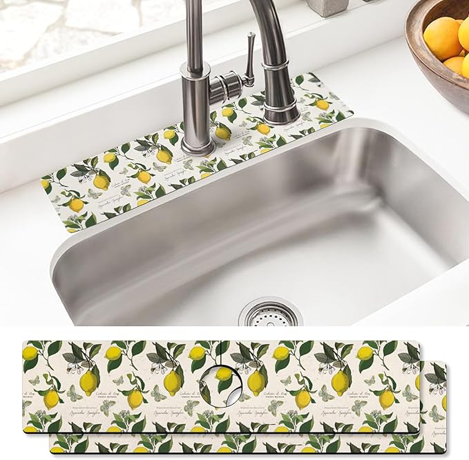 Sink Faucet Absorbing Mat, 2 Pack Drying Mat Around Faucet Sink Splash Guard by BathtubMat