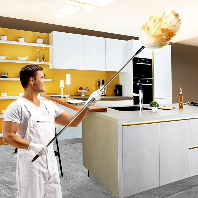 Extendable Lambswool Duster, Aluminum Handle | Single duster, Natural lambswool - Image 7