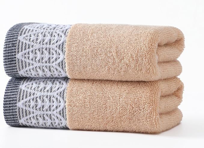 2 Pack Decorative Hand Towels, Leaf Design Cotton | Highly Absorbent Towels Set by Unknown