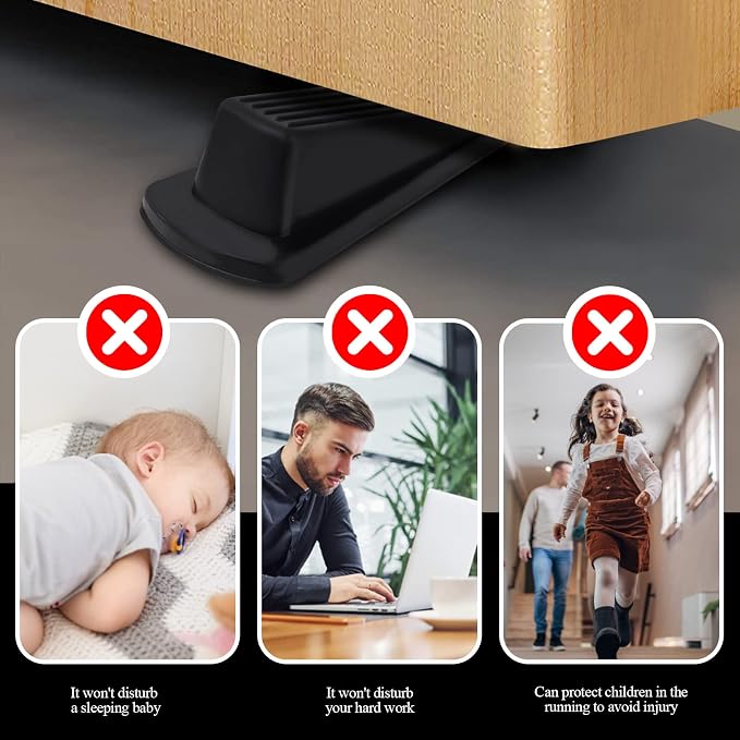 4 Pack Door Stoppers, Rubber for Bottom of Door, Rubber Door Stopper Wedge - Image 4