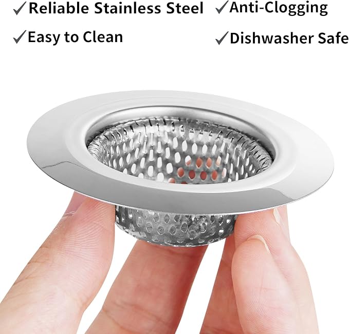 Ohtomber 2PCS 2.79" Stainless Steel Bathtub Drain Strainer Hair Catcher | Fine - Image 3