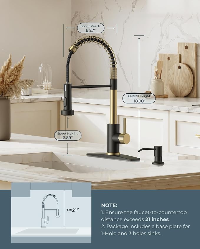 FORIOUS Kitchen Faucets, Pull Down Sprayer, Classic High Arc, Single Handle - Image 5