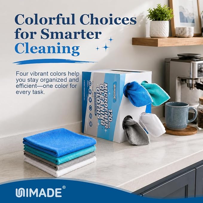 UNIMADE Microfiber Cleaning Cloth, 120 Pack Microfiber Towels - Image 5