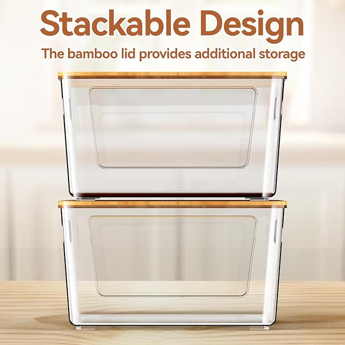 spospo Trash Bag Holder with Bamboo Lid Stackable Trash Bag Dispenser | Extra - Image 5