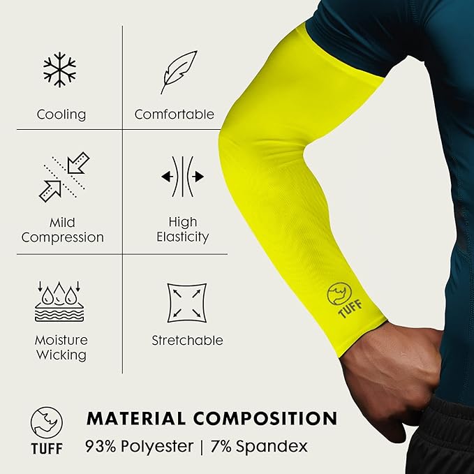 TUFF Compression Cooling Arm Sleeves - UPF 50 Arm Sleeves for Men & Women…