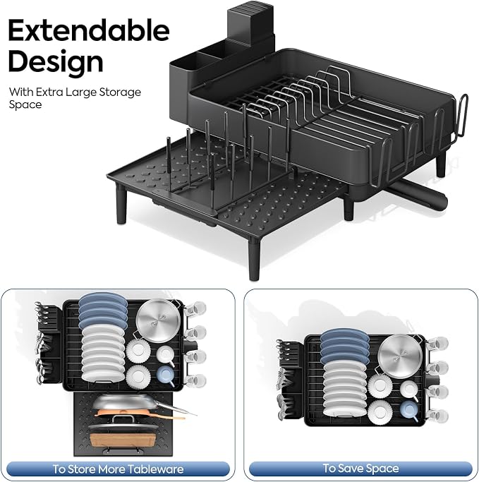 Urackify Expandable Dish Drying Rack, Stainless Steel, Large Capacity | - Image 4