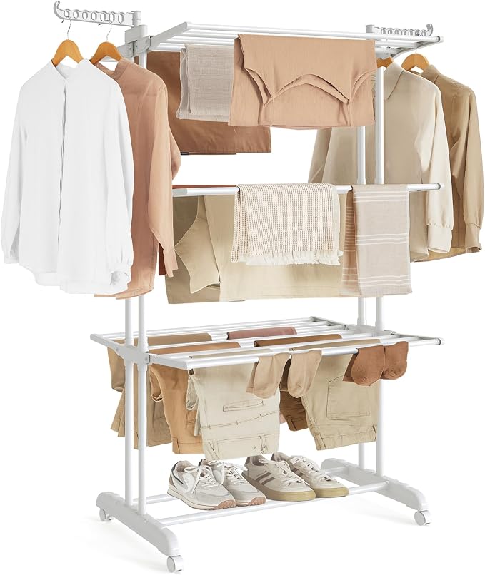 SONGMICS Clothes Drying Rack 4-Tier, Foldable Laundry Rack, Steel | Indoor by Unknown