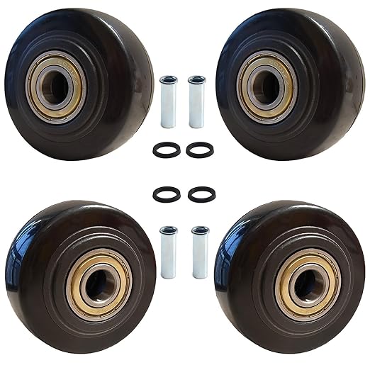 PU Caster Wheels 2.5" Durable Replacement Rollers for Laundry Carts, Hand Trucks & Cargo Elevators Smooth Rolling 4 Pack with 3/8" Axle Bearings