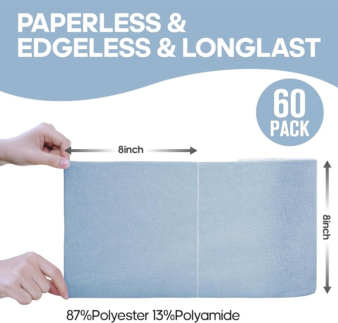 Fantasticlean Microfiber Cleaning Cloth Roll, 60 Pack, Baby Blue - Image 8