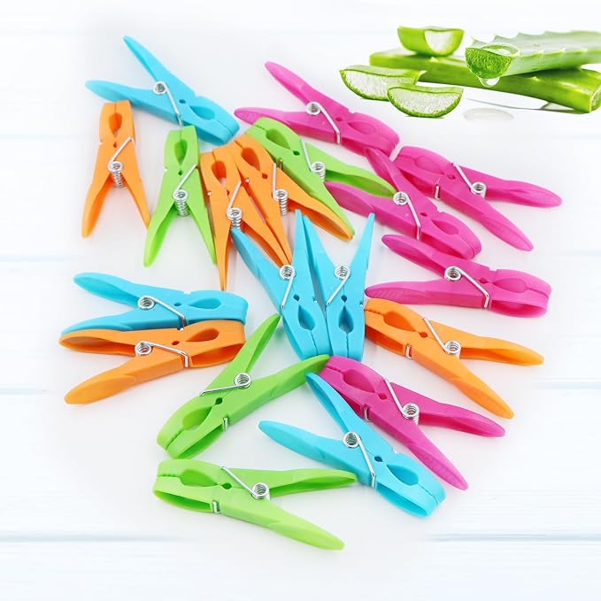 24Pack Colorful Plastic Clothespins Heavy Duty Laundry Clothes Pins Outdoor | - Image 5