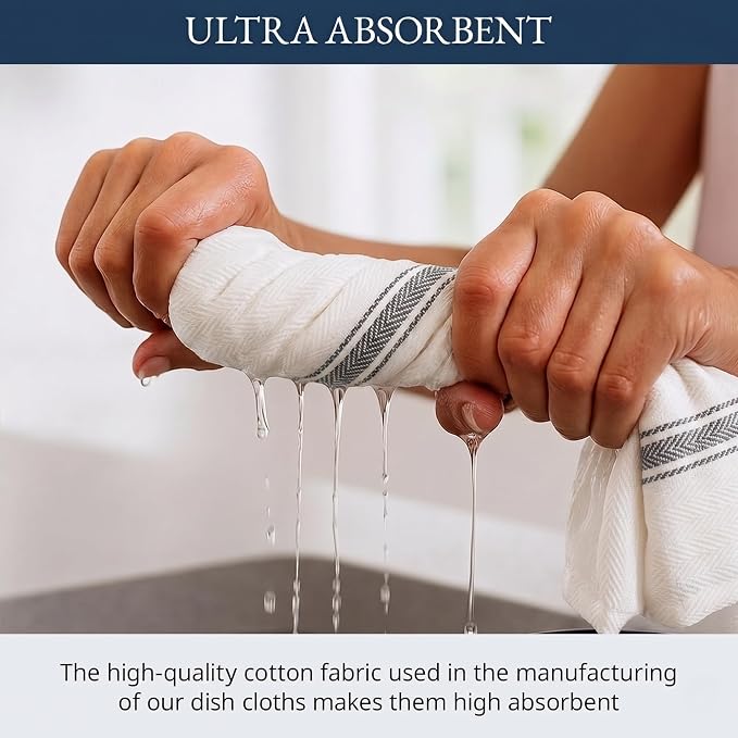 LANE LINEN 100% Cotton Kitchen Dish Towels Absorbent Lint-Free 6 Pack - Image 4