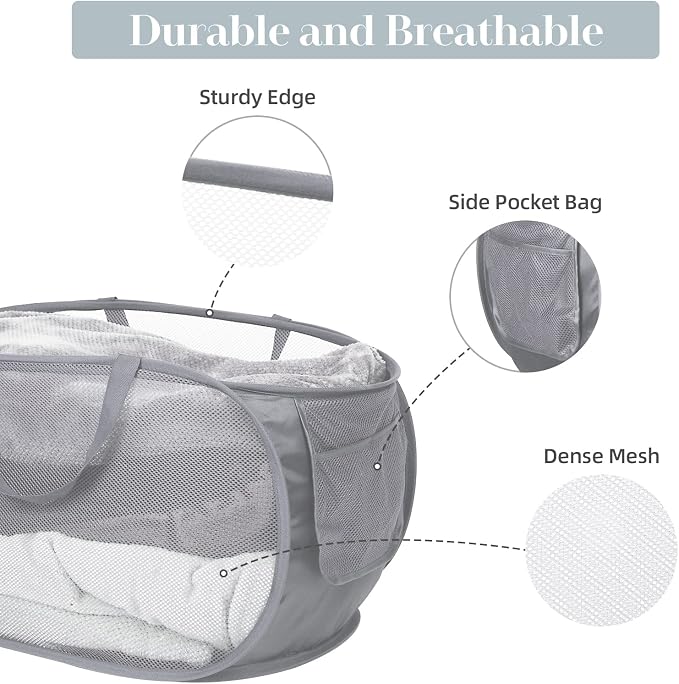 2 Pack Durable Collapsible Laundry Baskets - Image 5