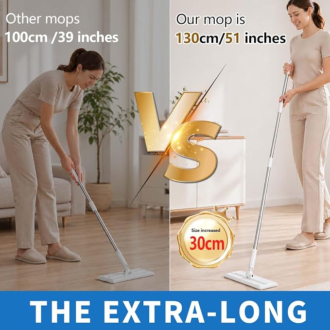 2026 Upgraded Disposable Dust Mop, Snap Grip Mini Mop, Foldable 130cm - Image 2