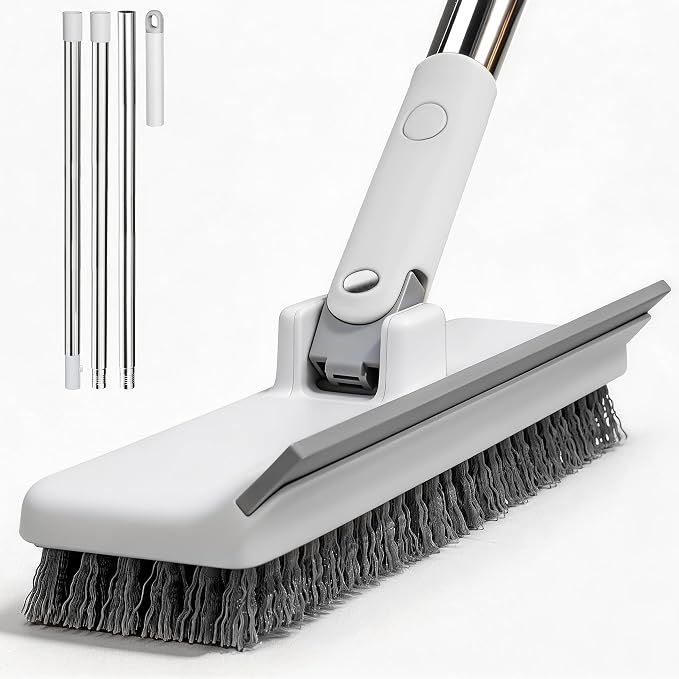Floor Scrub Brush with 55" Long Handle, 2-in-1 Floor Brush with Built-in by Unknown