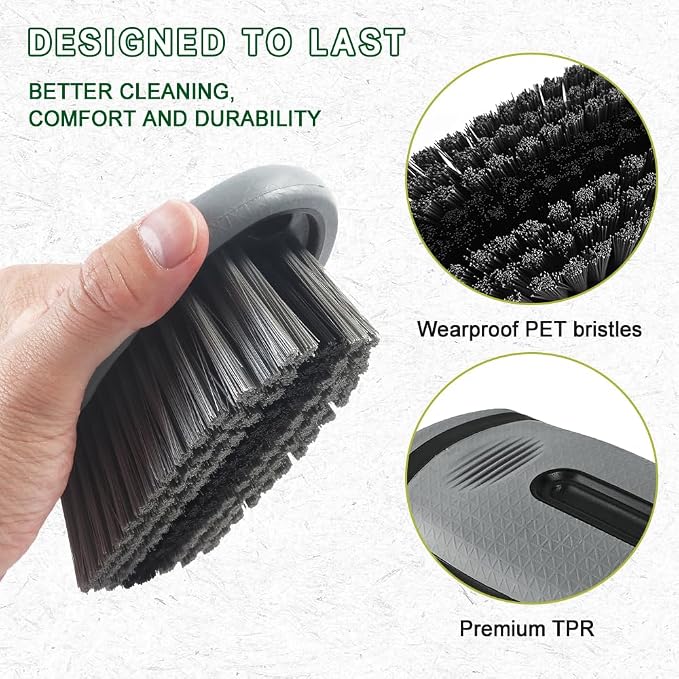 Carpet and Upholstery Cleaning Brush, Stiff Bristle Carpet Detailing Scrubber - Image 4