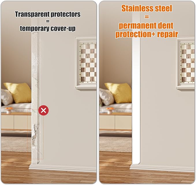 1x1x48 Inch 304 Stainless Steel Wall Corner Guards (10-Pack) Heavy Duty Rounded Corner Protector, Smooth Folded Edge Design for Wall Protection White Guard Stainless Steel Slab