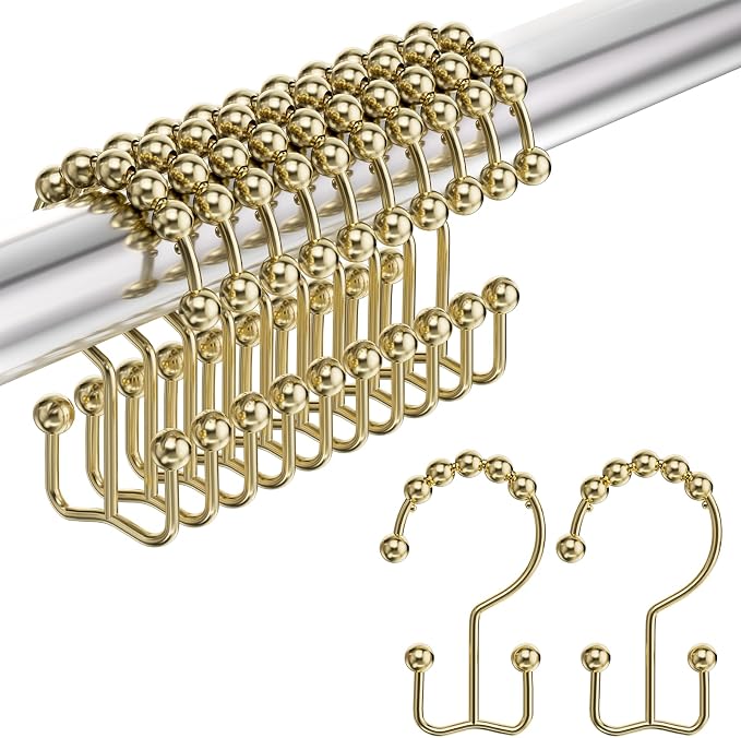 Gold Shower Curtain Hooks Rings, Stainless Steel Shower Curtain Rings by Amazer