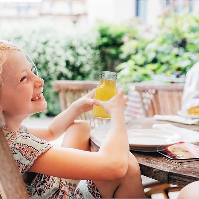 Plastic Juice Bottles 150 pcs 4 oz Empty Plastic Water Bottles with Caps Reusable Clear Beverage Containers for Drinking, Juicing, Smoothie, Water with 2 Brushes, 2 Funnels, 160 Stickers (4 OZ)