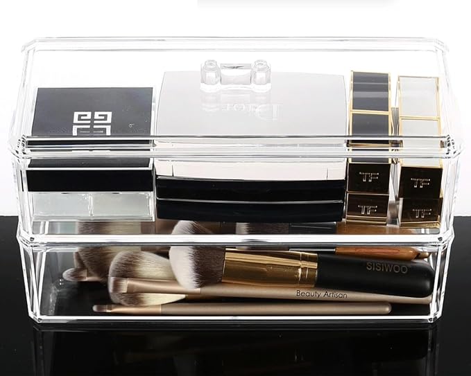 Acrylic Makeup Organizer Cosmetic Storage Display Case Makeup Brush Cotton Ball - Image 4