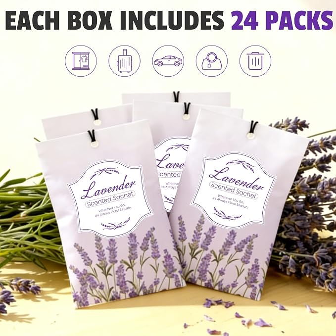 FURWEY 24 Packs Lavender Scented Sachets, Long Lasting Sachet Bag - Image 6