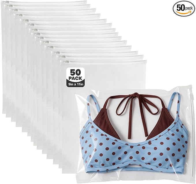 50 Pack Clear Zipper Swimsuit Storage Bags, 9x11 Inch Bathing Suit Bags | by zzwjhpak