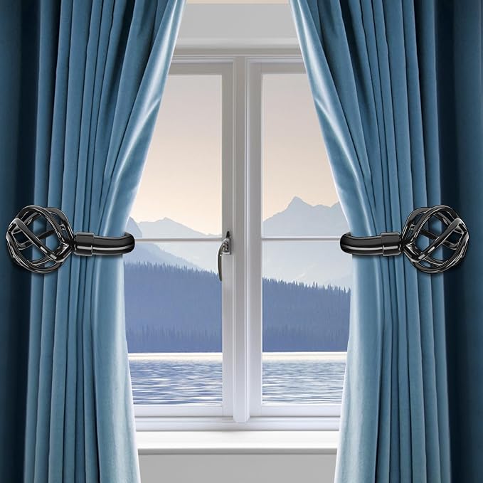 HIKMLK 2pcs Piano Black Metal Curtain Tiebacks - Image 5