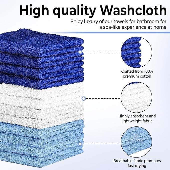 QUBA LINEN 100% Cotton Washcloth Set – Soft, Absorbent Face Towels - Image 6