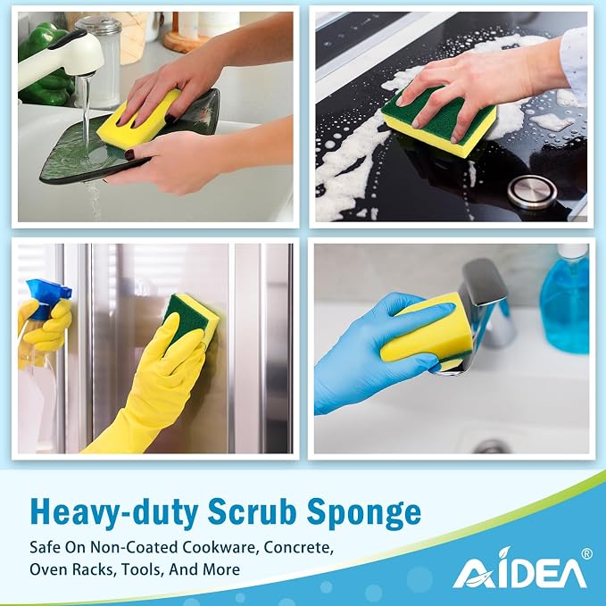 AIDEA Sponges Kitchen, 50-PK Heavy Duty Dish Sponge Kitchen, Scrub Sponges | - Image 4