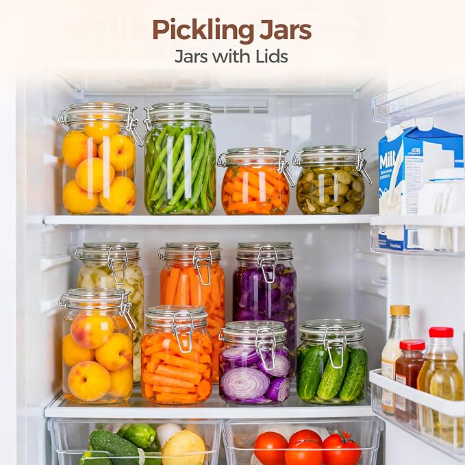 ComSaf Square Glass Pickling Jars 27 oz 6 Pack - Image 6