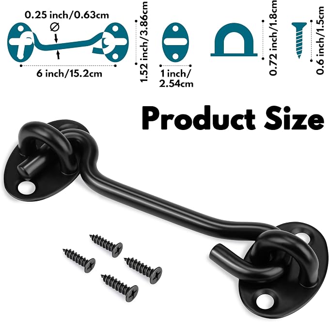 Privacy Hook and Eye Latch for Barn Door, Stainless Steel Gate Latch Barn Door - Image 2