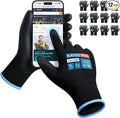 KAYGO Safety Work Gloves PU Coated for Men and Women, 12 Pairs KG11PB, Seamless Knit Glove with Two Fingers Touchscreen, breathable and lightweight Ideal for General Duty Work (Medium,Black)