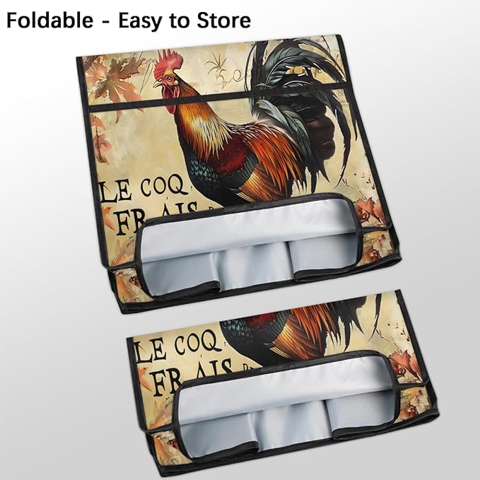 Kitchen Aid Mixer Cover Autumn Rooster Leaves Stand Mixer Cover Compatible with 6-8 Quarts Stand Mixers, Dust Covers with Zipper Pocket Foldable Washable Kitchen Aid Organizer Bag