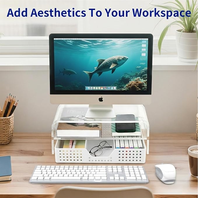 Desk Organizer and Accessories, 2-Tier Computer Monitor Stand Riser - Image 6