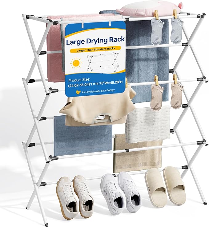 Oversized Clothes Drying Rack, 45.28" H × 14.57" D | Foldable & Extendable by APEXCHASER