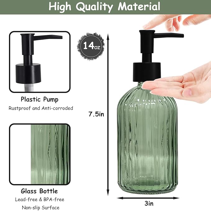 YYTSGG Green Glass Soap Dispenser Set - Image 2
