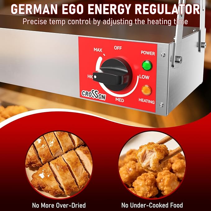 Electric Food Warmer with German EGO Thermostat - 36 Inch Large Heating Area, Dual Installation Options, 850W Energy-Saving, Easy Operation for Buffets & Parties