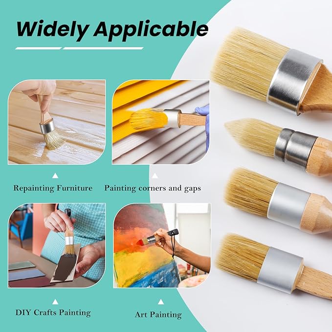 Mister Rui Chalk Wax Paint Brush 4 pcs, Large Wax Brush - Image 2