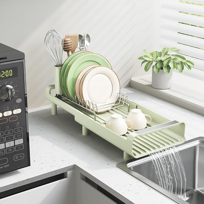 TOOLF Small Dish Drying Rack, Expandable and Space-Saving, Compact Design Fits - Image 7